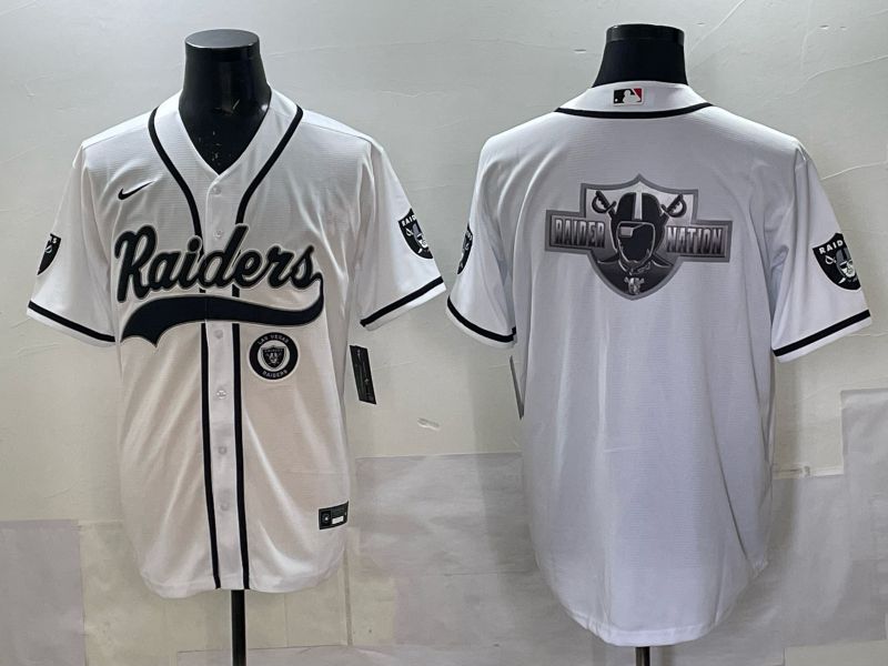 Men 2025 Nike Oakland Raiders Blank White Joint Name  Limited NFL Jersey style 055